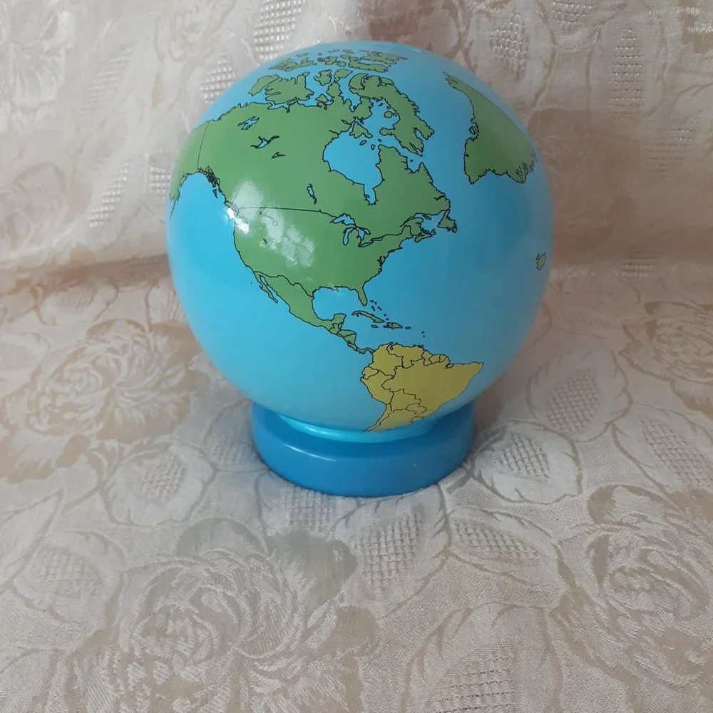 Ceramic Coin Bank World Map Globe - Picture 4 of 5